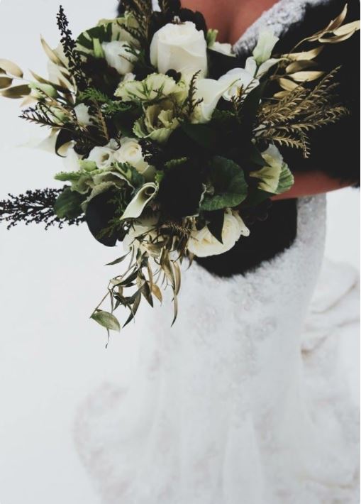 Green, Black, and White Wedding Flowers 5