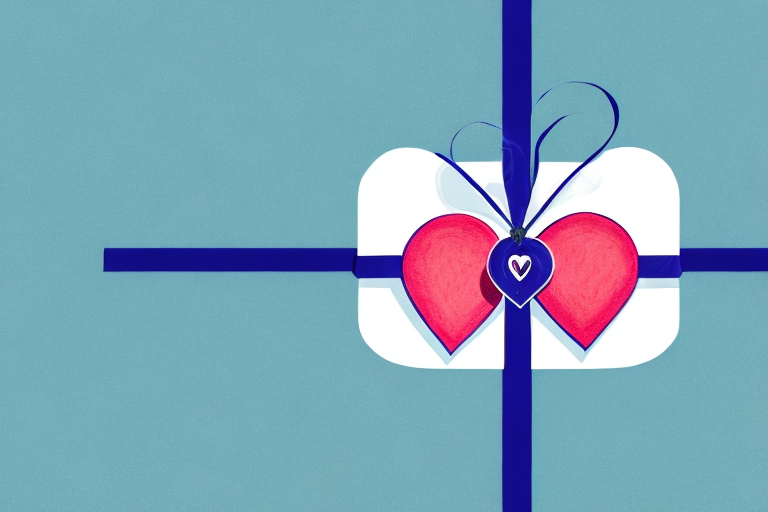 A gift wrapped in a bow with a heart-shaped tag